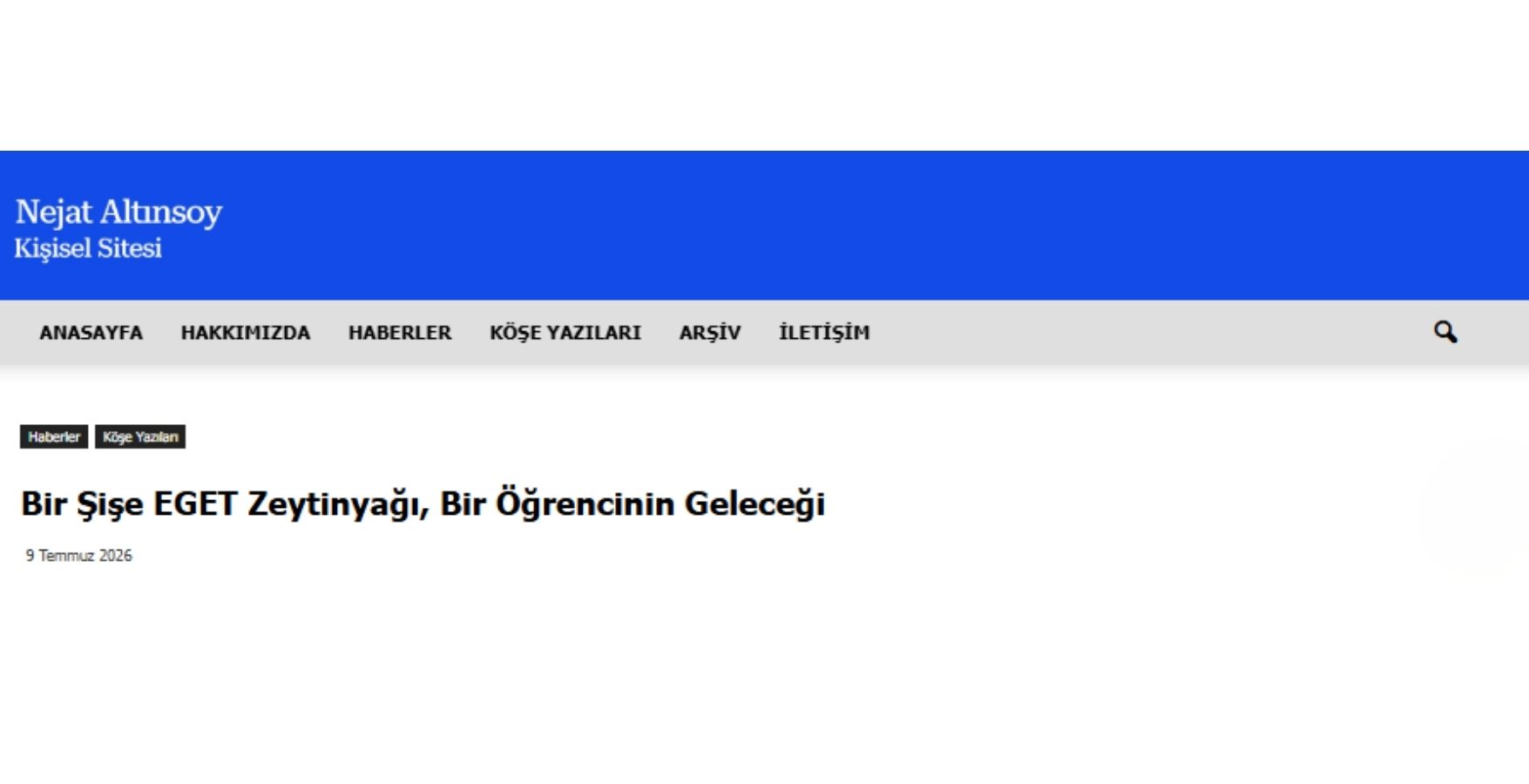 BİR ŞİŞE EGET ZEYTİNYAĞI BİR ÖĞRENCİNİN GELECEĞİ