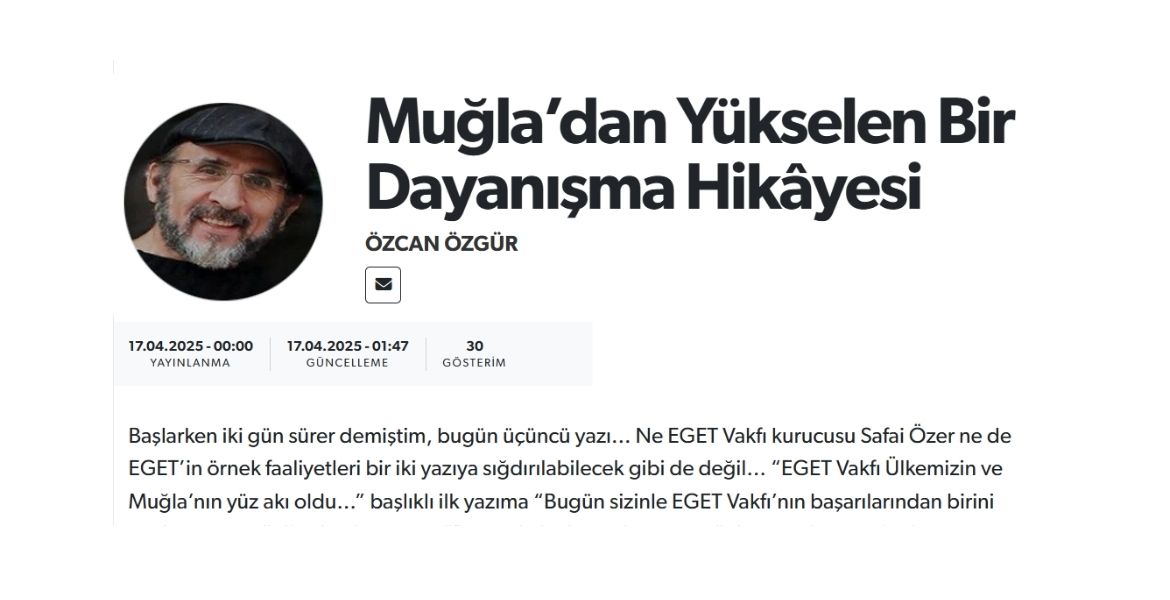 MUĞLA’DAN YÜKSELEN BİR DAYANIŞMA HİKÂYESİ